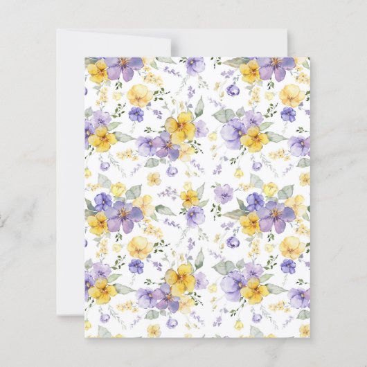 Lavendel geel Paarse budget bruiloft uitnodiging (Achterkant)