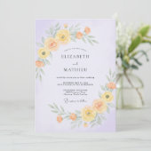 Lavendel Geel Ranunculus Eucalyptus Bruiloft Kaart (Staand voorkant)