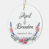 Lavendel geel-roze rozen en Eucalyptus Keramisch Ornament (Links)