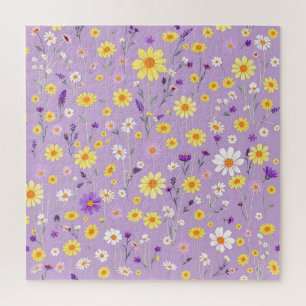 Lavendel Geel Wildbloemenweide Cottagecore Legpuzzel