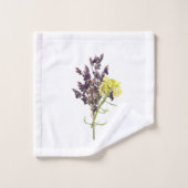 Lavendel & Geel Wildflower Botanisch Ontwerp Bad Handdoek (Wasdoekje)