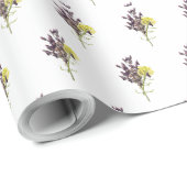 Lavendel & Geel Wildflower Botanisch Ontwerp Cadeaupapier (Rol Hoek)