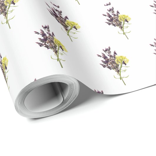 Lavendel & Geel Wildflower Botanisch Ontwerp Cadeaupapier (Rol Hoek)