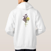 Lavendel & Geel Wildflower Botanisch Ontwerp Hoodie (Achterkant)