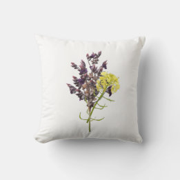 Lavendel & Geel Wildflower Botanisch Ontwerp Kussen