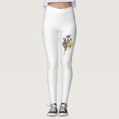 Lavendel & Geel Wildflower Botanisch Ontwerp Leggings (Voorkant)