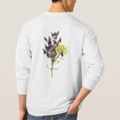 Lavendel & Geel Wildflower Botanisch Ontwerp T-shirt (Achterkant)
