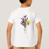 Lavendel & Geel Wildflower Botanisch Ontwerp T-shirt (Achterkant)