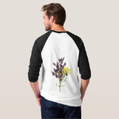 Lavendel & Geel Wildflower Botanisch Ontwerp T-shirt (Achterkant volledig)
