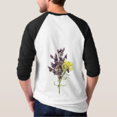 Lavendel & Geel Wildflower Botanisch Ontwerp T-shirt (Achterkant)