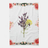 Lavendel & Geel Wildflower Botanisch Ontwerp Theedoek (Verticaal)