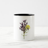 Lavendel & Geel Wildflower Botanisch Ontwerp Tweekleurige Koffiemok (Center)