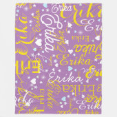 Lavendel / Gele Romantische harten Girly Fleece Deken (Voorkant)