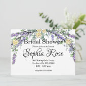 Lavendel Gele Roos en Eucalyptus Bruids douche Kaart (Staand voorkant)