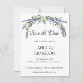 Lavendel Gele Roos en Eucalyptus Huwelijk Save The Date (Voorkant)