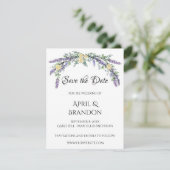 Lavendel Gele Roos en Eucalyptus Huwelijk Save The Date (Staand voorkant)