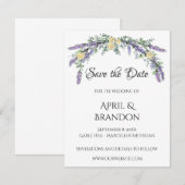 Lavendel Gele Roos en Eucalyptus Huwelijk Save The Date (Voorkant / Achterkant)