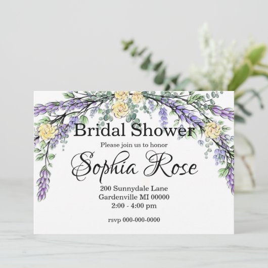 Lavendel Gele Roos en Eucalyptus Vrijgezellenfeest Kaart (Staand voorkant)