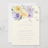 Lavendel & Gele Zonneschijn Bloemen Bruiloft Kaart (Voorkant)