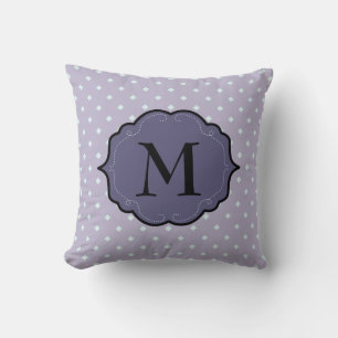Lavendel Geometrische Stippen Paarse Monogram Bann Kussen