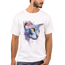 Lavendel Geometrische Waterverf Kat Kop Kunst