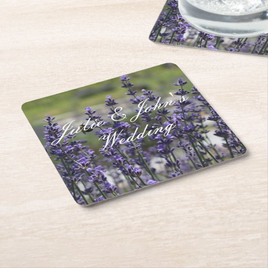 Lavendel gepersonaliseerde bruiloft gunst Onderzet Kartonnen Onderzetters (Schuin)