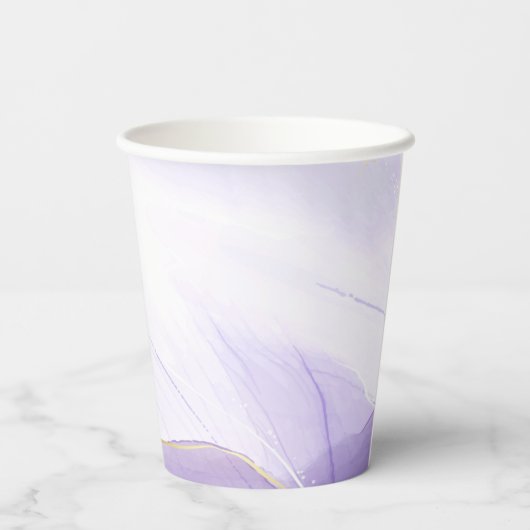 Lavendel gepersonaliseerde Waterverf bruiloft Papieren Bekers (Achterkant)