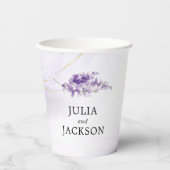 Lavendel gepersonaliseerde Waterverf bruiloft Papieren Bekers (Voorkant)