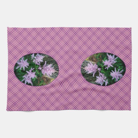 Lavendel geruite vlinder Struik bloemenhanddoek Theedoek (Horizontaal)