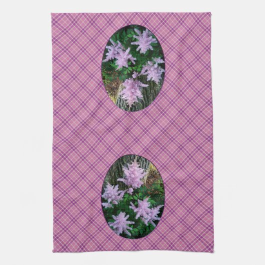 Lavendel geruite vlinder Struik bloemenhanddoek Theedoek (Verticaal)