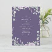 Lavendel Geschilderde Blad Bruiloft Kaart (Staand voorkant)