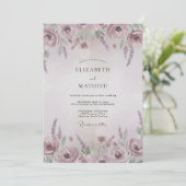 Lavendel Geschilderde Ranunculus Bruiloft Kaart (Staand voorkant)