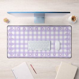 Lavendel Geschulpte Gingham Golflijn Rand Bureaumat