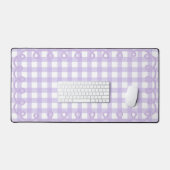 Lavendel Geschulpte Gingham Golflijn Rand Bureaumat (Keyboard & Muis)