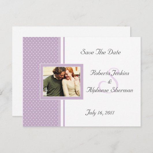 Lavendel gestippeld Zwitsers Bewaar de datum Aankondigingskaart (Voorkant / Achterkant)