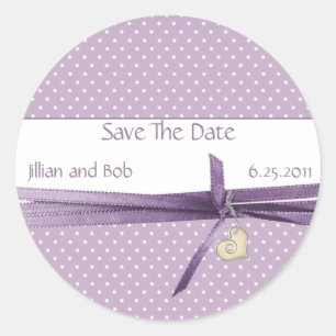Lavendel gestippeld Zwitsers Save the Date Sticker
