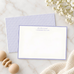 Lavendel gestreept vanuit de kinderkamer, aangepas bedankkaart