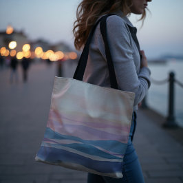 Lavendel Getijde Vloeibare Abstracte Kust Tote Bag