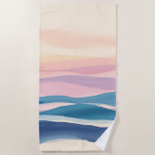 Lavendel Getijde Vloeiende Abstracte Kust Strandlaken (Voorkant)