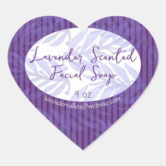 Lavendel geurende zeep hart sticker (Voorkant)