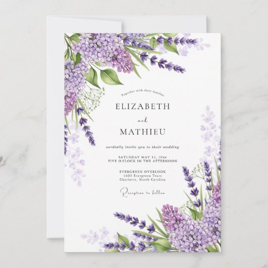 Lavendel Geurige Lente Bruiloft Kaart (Voorkant)