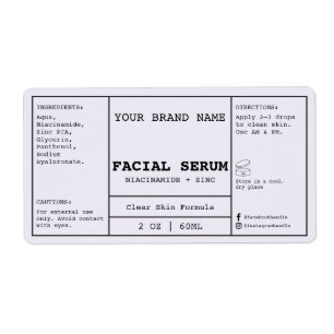 Lavendel Gezichts Cosmetisch 2 oz. Serum Etiket