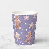 Lavendel Gingerbread Man Holiday Paper Cup Set Papieren Bekers (Achterkant)