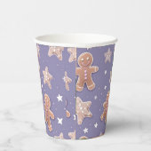 Lavendel Gingerbread Man Holiday Paper Cup Set Papieren Bekers (Rechts)