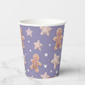 Lavendel Gingerbread Man Holiday Paper Cup Set Papieren Bekers (Voorkant)