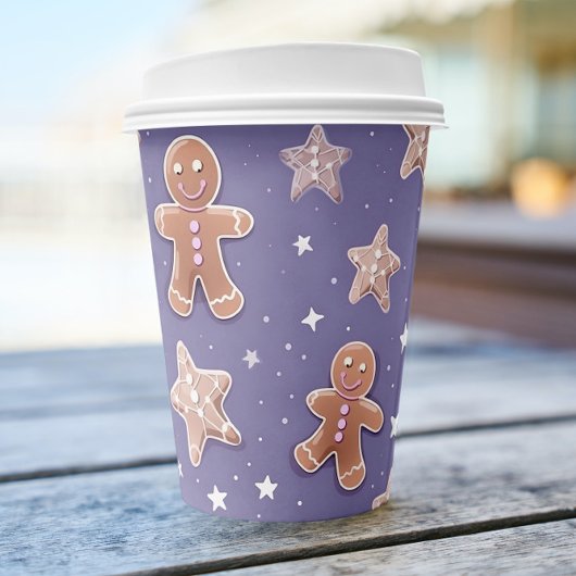 Lavendel Gingerbread Man Holiday Paper Cup Set Papieren Bekers