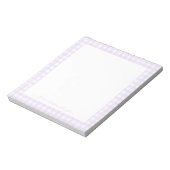 Lavendel Gingham Aangepaste Naam Notitieblok (Linkerzijde)