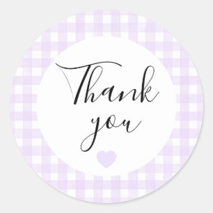 Lavendel Gingham Bedankt Favorietensticker Ronde Sticker