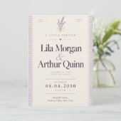 Lavendel Gingham Bruiloft Kaart (Staand voorkant)