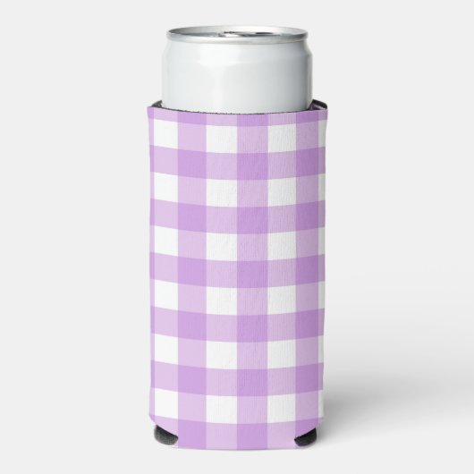 Lavendel Gingham Check geruite patroon Seltzer Blikjeskoeler (Seltzer Voorkant)